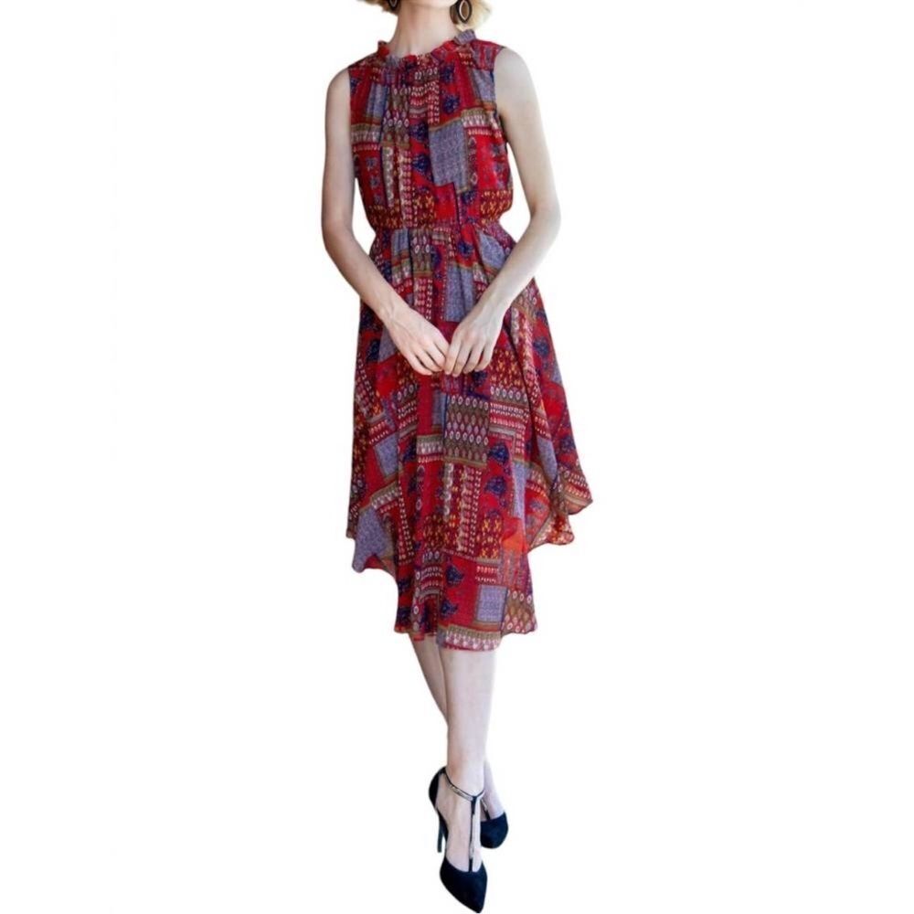 Anthropologie Eva Franco Shentel Dress Patchwork Pleated SZ 6 NEW